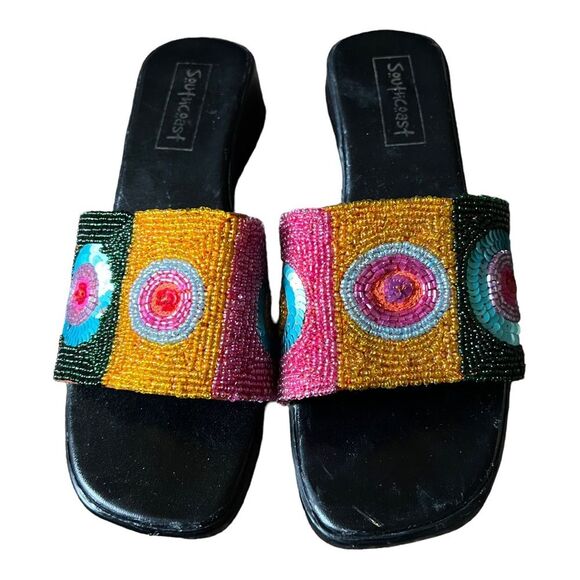 RARE Beaded Italian chunky colorful sandals Size 8.5 iUS / 39 EU GUC - Picture 16 of 16